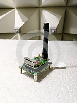 Electronics PCB with wireless communication module in anechoic chamber