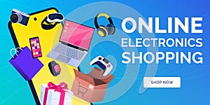 Electronics sale banner with devices