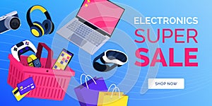 Electronics sale banner with devices