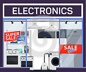 Electronics sale flat banner vector template