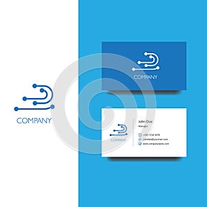 Electronics services or goods company logo and business card template
