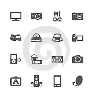 Electronics simple icons set