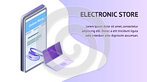 Electronics Supermarket Isometric Banner Template