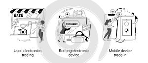 Electronics trade market abstract concept vector illustrations.