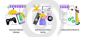 Electronics trade market abstract concept vector illustrations.