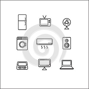 electronics vector icons set, white background, vector