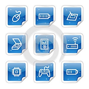 Electronics web icons, blue sticker series set 2