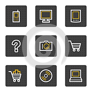Electronics web icons, grey buttons series