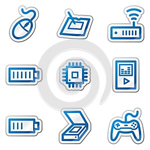 Electronics web icons set 2, blue contour sticker