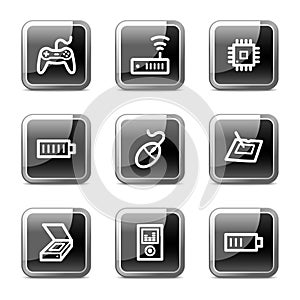 Electronics web icons set 2, glossy buttons series