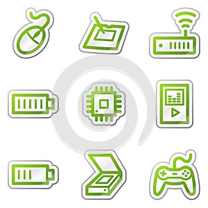 Electronics web icons set 2, green contour sticker