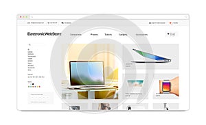 Electronics webstore site template mock up isolated,