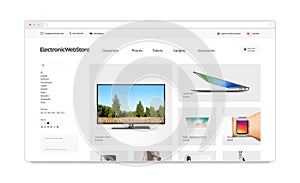 Electronics webstore site template mockup isolated,