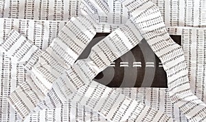 Electrophoresis picture, crumpled DNA sequence background, crumpled DNA sequence stripes