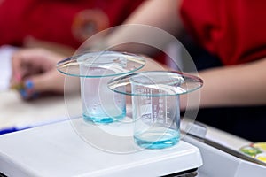 Electroplating experiment in chemistry laboratory.