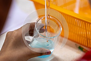 Electroplating experiment in chemistry laboratory.