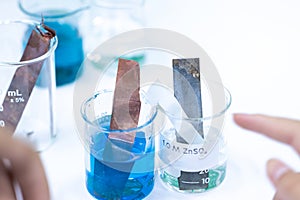 Electroplating experiment in chemistry laboratory.