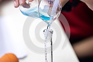 Electroplating experiment in chemistry laboratory.