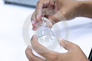 Electroplating experiment in chemistry laboratory.