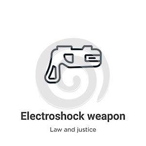 Electroshock weapon outline vector icon. Thin line black electroshock weapon icon, flat vector simple element illustration from