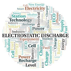Electrostatic Discharge typography word cloud create with the text only.