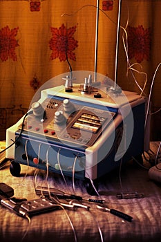 electrotherapy equipment with electrodes and wires