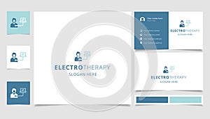 Electrotherapy logo design with editable slogan. Branding book and business card template.