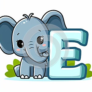 An elefant clipart and letter E