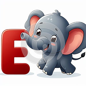 An elefant clipart and letter E