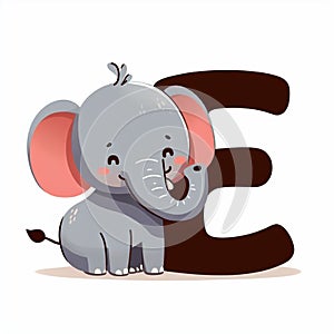 An elefant clipart and letter E