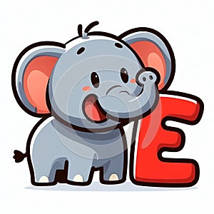 An elefant clipart and letter E