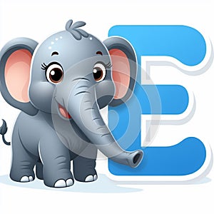 An elefant clipart and letter E