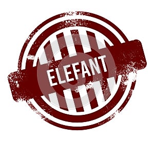 Elefant - red round grunge button, stamp