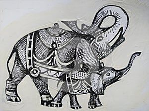 elefant  tattoo design  feng shui symbols love friendship family illustration hand drawing