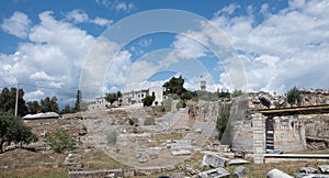 Elefsina Archaeological Site destination Attica Greece. Ancient Telesterion of Eleusinian Mysteries