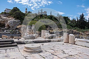 Elefsina Archaeological Site destination Attica Greece. Great Propylaea Gateway Eleusinian Mysteries