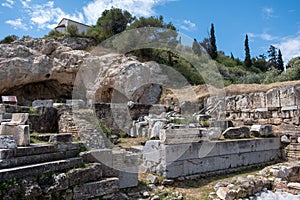 Elefsina Archaeological Site, destination Attica Greece. Plutonian double cave Persephone passage