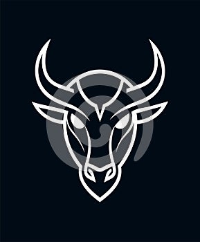 Elegance drawing art buffalo cow ox bull head logo
