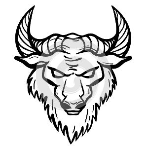 Elegance drawing art buffalo cow ox bull head logo design inspiration. Symbol of the year