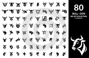 Elegance drawing art bull, cow, angus, buffalo, cattle Head logo. Premium logo
