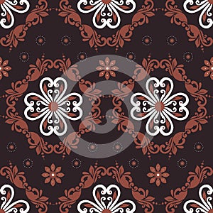 Elegance flower motifs on Tradisional batik design with modern white brown color design