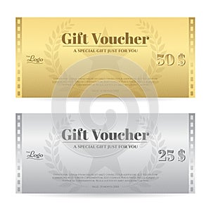 Elegance gift voucher or gift card in gold and silver color