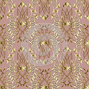 Elegance gold Damask vector seamless pattern. Baroque victorian