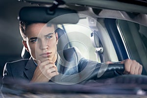 Elegance man driving his car