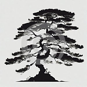 Elegance in Nature: Vector Tree Silhouette - Chinese & Japanese Style