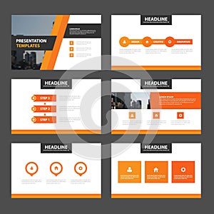 Elegance orange presentation templates Infographic elements flat design set for brochure
