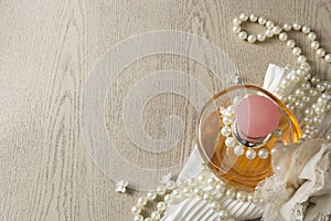 Elegance Perfume Bottle with white pearls