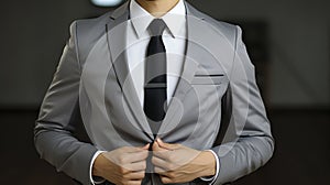 Elegance Personified. Close up, a man in a suit with tie. Generative AI