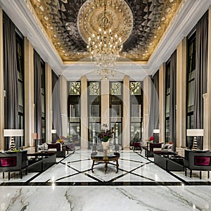 Elegance Redefined: Step into Opulence at Our Luxury Hotel Lobby photo