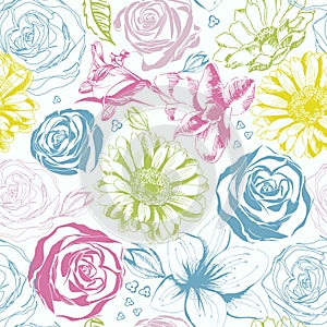 Elegance Seamless pattern with floral background